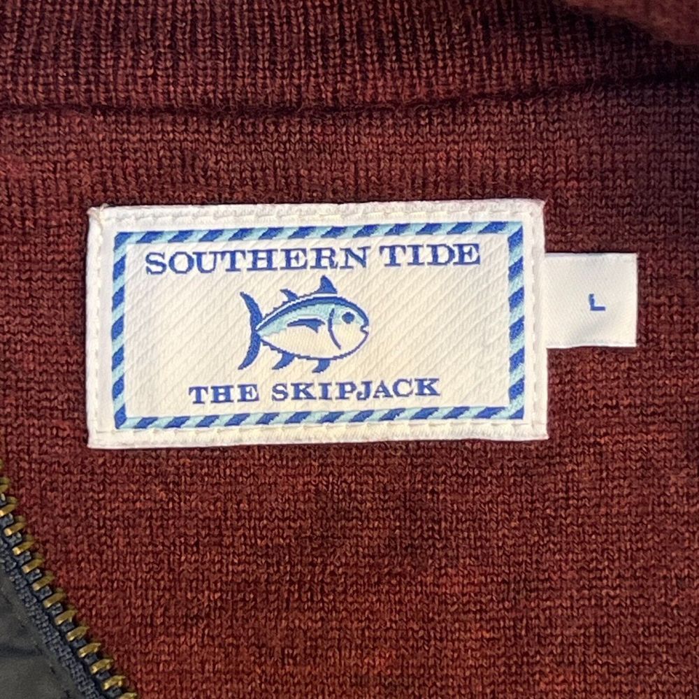 Mens Southern Tide‎ Burgundy 1/4 Zip Merino Wool Pullover Sweater Size Large EUC - Picture 3 of 4